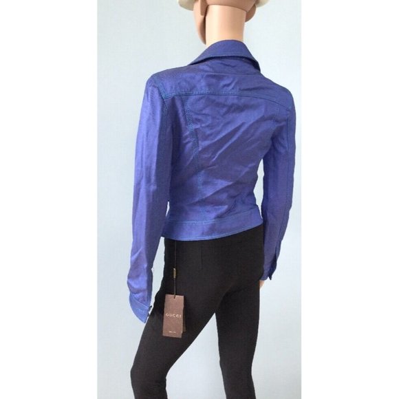 NWT Authentic Versace Blue Jean Jacket Crop Contrast Stitching IT 40 US 4 S - Picture 10 of 11